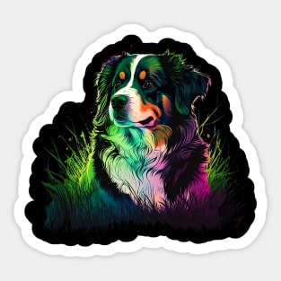 Australian Shepherd Painted Rainbow Sticker